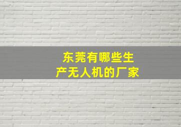 东莞有哪些生产无人机的厂家