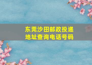 东莞沙田邮政投递地址查询电话号码