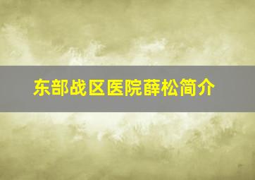 东部战区医院薛松简介