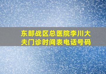 东部战区总医院李川大夫门诊时间表电话号码