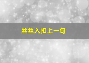 丝丝入扣上一句