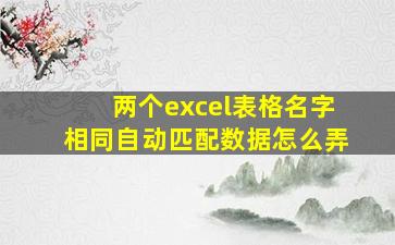 两个excel表格名字相同自动匹配数据怎么弄