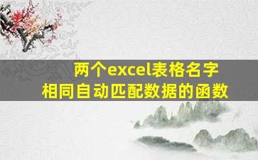 两个excel表格名字相同自动匹配数据的函数