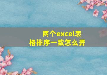 两个excel表格排序一致怎么弄