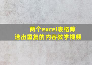 两个excel表格筛选出重复的内容教学视频