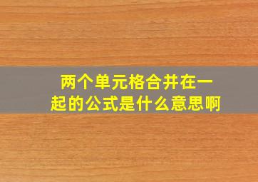 两个单元格合并在一起的公式是什么意思啊