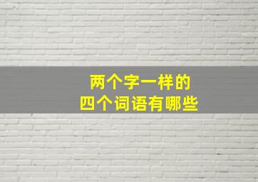 两个字一样的四个词语有哪些