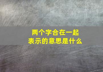 两个字合在一起表示的意思是什么