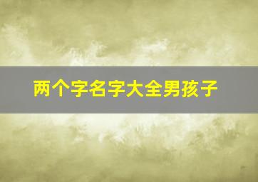 两个字名字大全男孩子