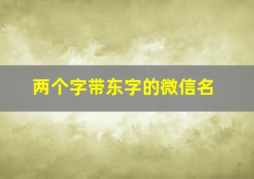 两个字带东字的微信名