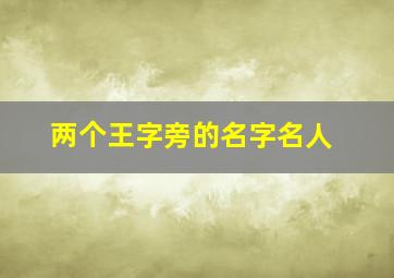 两个王字旁的名字名人