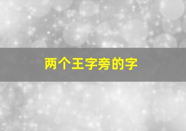 两个王字旁的字