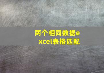 两个相同数据excel表格匹配