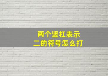 两个竖杠表示二的符号怎么打