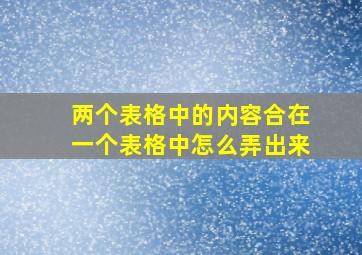 两个表格中的内容合在一个表格中怎么弄出来