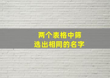 两个表格中筛选出相同的名字