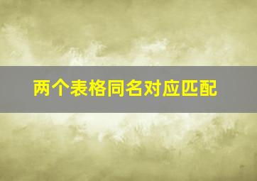 两个表格同名对应匹配