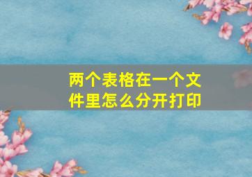 两个表格在一个文件里怎么分开打印