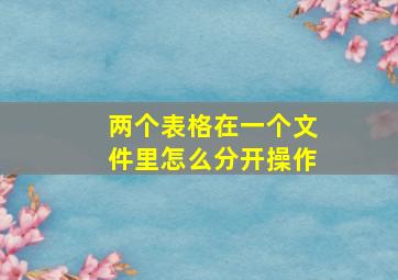 两个表格在一个文件里怎么分开操作