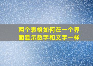 两个表格如何在一个界面显示数字和文字一样