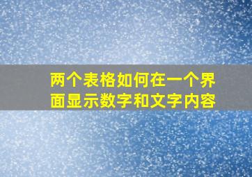 两个表格如何在一个界面显示数字和文字内容