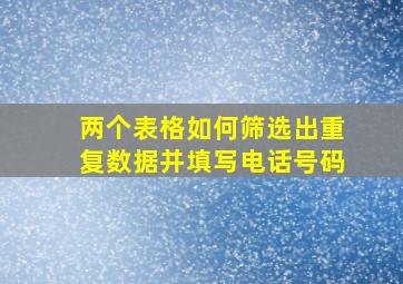 两个表格如何筛选出重复数据并填写电话号码