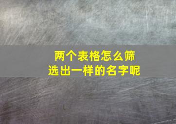 两个表格怎么筛选出一样的名字呢