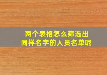 两个表格怎么筛选出同样名字的人员名单呢