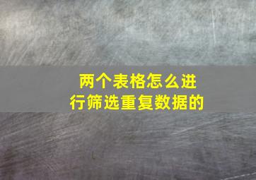 两个表格怎么进行筛选重复数据的