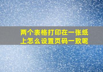 两个表格打印在一张纸上怎么设置页码一致呢