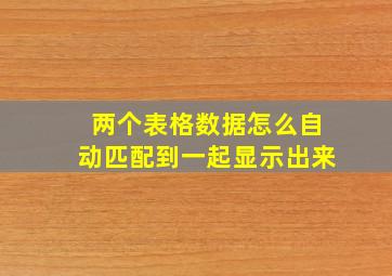 两个表格数据怎么自动匹配到一起显示出来