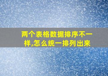 两个表格数据排序不一样,怎么统一排列出来