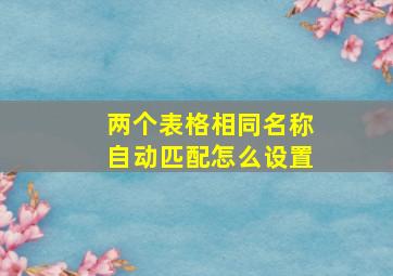 两个表格相同名称自动匹配怎么设置