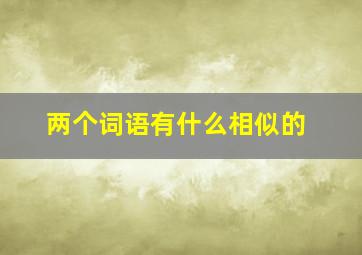 两个词语有什么相似的