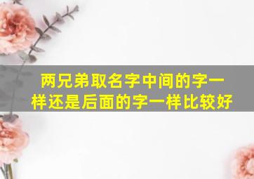 两兄弟取名字中间的字一样还是后面的字一样比较好