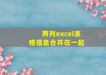 两列excel表格信息合并在一起