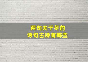 两句关于冬的诗句古诗有哪些