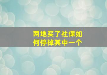 两地买了社保如何停掉其中一个