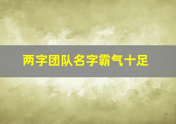 两字团队名字霸气十足