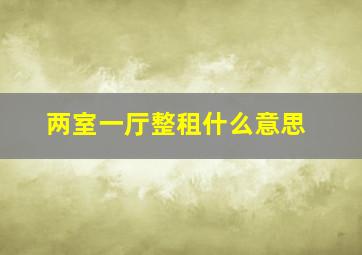 两室一厅整租什么意思