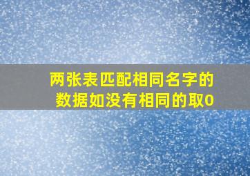 两张表匹配相同名字的数据如没有相同的取0