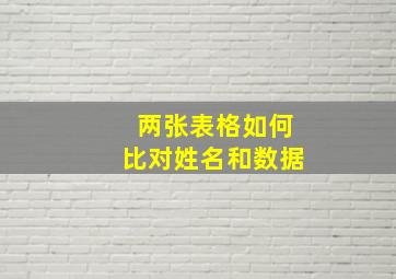 两张表格如何比对姓名和数据