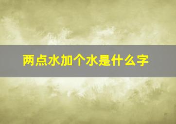 两点水加个水是什么字