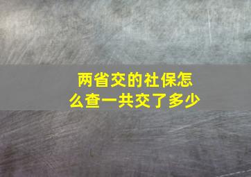 两省交的社保怎么查一共交了多少