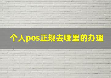 个人pos正规去哪里的办理