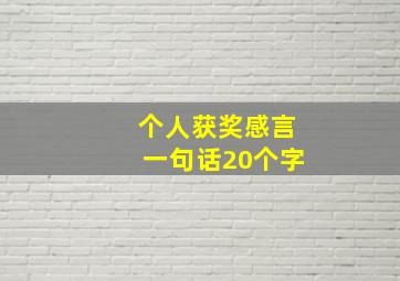 个人获奖感言一句话20个字