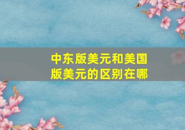 中东版美元和美国版美元的区别在哪