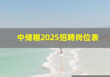 中储粮2025招聘岗位表