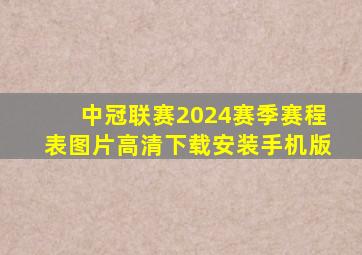 中冠联赛2024赛季赛程表图片高清下载安装手机版