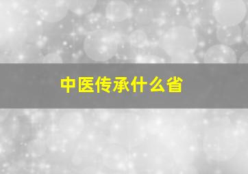 中医传承什么省